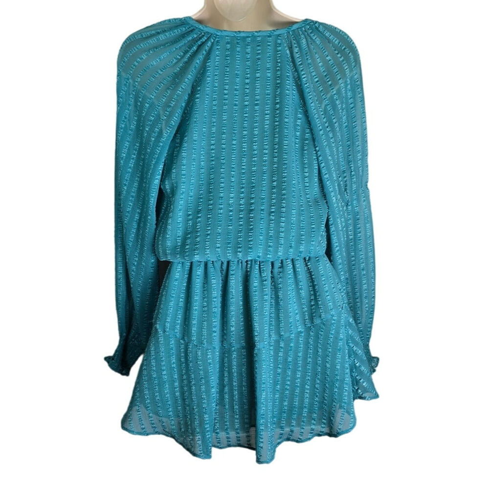 Rami Brook NY V Neck Mini Dress Size x xs Teal Nordstrom brand - Picture 3 of 7
